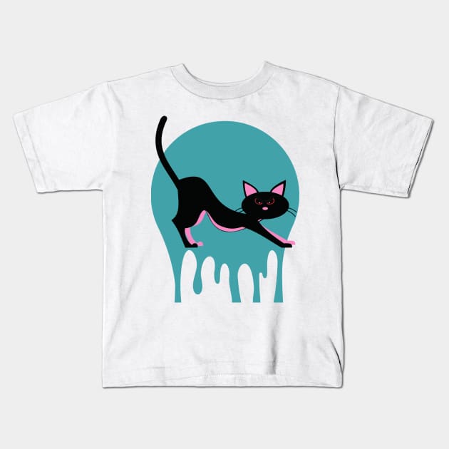 Black Cat with Pink ears Kids T-Shirt by BeatyinChaos